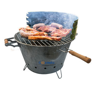 Barbecue portable en métal <span class=keywords><strong>avec</strong></span> plateau à charbon et poignée en <span class=keywords><strong>bois</strong></span>, support de seau pour barbecue - Product Image 5