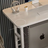 Bureau d'ordinateur en bois convertible à hauteur réglable Table d'ordinateur portable mobile Étagère de rangement à roulettes à 360 degrés pour la maison de petit espace