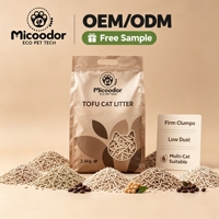 Litière pour chat Micoodor, mélange de tofu et de manioc, faible teneur en poussière, forte absorption, contrôle des odeurs, en vrac