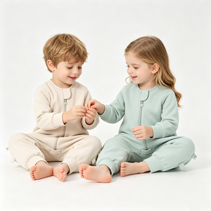 Sac de couchage Hongbo à fermeture éclair bidirectionnelle, pour bébé, uni, à manches longues, couverture portable pour enfants, 1.0 <span class=keywords><strong>TOG</strong></span>, coton biologique, sacs de couchage pour bébés et enfants - Product Image 3