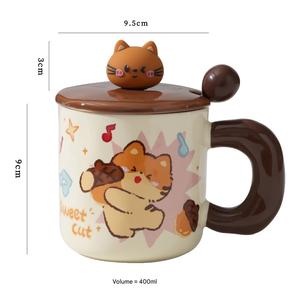 Mug en céramique réutilisable avec poignée en forme de <span class=keywords><strong>chat</strong></span> de dessin animé, compatible lave-vaisselle et micro-ondes, pour <span class=keywords><strong>le</strong></span> bureau, la maison et <span class=keywords><strong>le</strong></span> café - Product Image 5