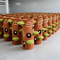 Tour pour chat 3D en forme de tronc d'arbre, 90 cm, moderne, classique, écologique, pliable, facile à assembler, extra haute, 3 marches en forme de champignon, en pin de luxe