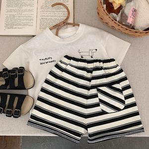 2025 ropa para niños, pantalones cortos deportivos informales para bebés para niños, pantalones nuevos medios de verano con rayas de cinco puntos, pantalones versátiles para medio bebé - Product Image 2