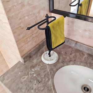 Vendita diretta in fabbrica multifunzione portasciugamani in metallo nero opaco porta asciugamani per il bagno - Product Image 5