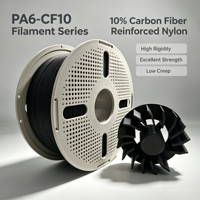 Filament d'imprimante 3D PA6-CF10 en fibre de carbone à 10 %, plastique d'ingénierie à faible déformation pour pièces fonctionnelles