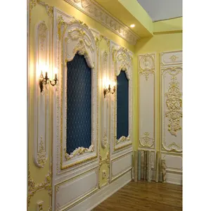 PU high level decorative wall panel mouldings board art golden color