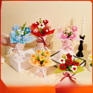 Fini bricolage câlin seau tricoté <span class=keywords><strong>tournesol</strong></span> Rose oeillet bouffée populaire Festival Bouquet laine simulé fleur ornement - Product Image 2