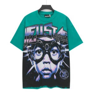 Camiseta Personalizada Hell Retro Star para Hombre, 250g, Algodón, Estilo Hip Hop, Hombros Anchos, Corte Holgado, Moda de Los Ángeles, Impresión DTG - Product Image 1