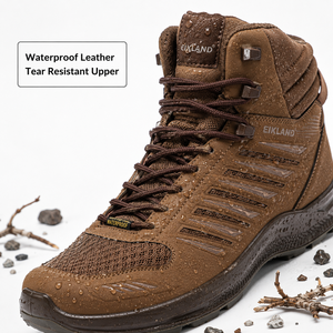 Bottes de randonnée imperméables pour hommes, dessus en daim, semelle extérieure en caoutchouc antidérapante, chaussures de randonnée en montagne pour la randonnée, le camping et la randonnée à dos - Product Image 3