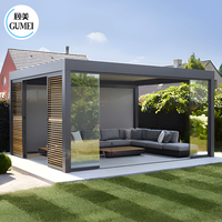Pergola pliable électrique en aluminium de taille personnalisable, pergola de luxe pour l'extérieur, toit à lamelles imperméable