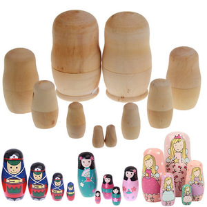 ตุ๊กตารัสเซียแบบซ้อนกัน 5 ชั้น ทำจากไม้เปล่า สำหรับงานศิลปะ DIY ระบายสีด้วยมือ ของขวัญสำหรับเด็ก ตกแต่งบ้าน - Product Image 1