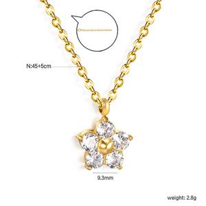 Collares de Joyería de Moda de Cristal al por Mayor, Estilo Coreano, Acero Inoxidable, Chapado en Oro de 18K, Collar con Pequeñas Flores de Circonio para Mujer - Product Image 2