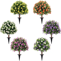 Künstlicher Chrysanthemen-Topiary-Ballbaum, wasserdichte Kunstpflanzen für den Außenbereich mit Erdspieß für Garten- und Rasendekoration