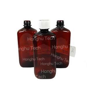 Wholesale Honghu Brand 16oz 473ml Amber Round PET Plastic Bottle with Silk Screen Printed Tris Akorn Actavis Labels in Stock - Product Image 5