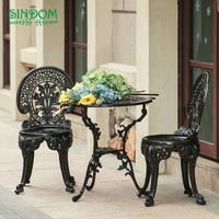 Ensemble table et chaises de jardin, en métal, style européen vintage, meubles d'extérieur, balcon, 4 pièces