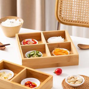 Bamboo <b>Storage</b> <b>Tray</b> 4 Compartment Square For Tea Dried Fruit Candy Snack Organizer - Product Image 2
