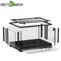 Terrarium Vivarium Reptizoo 36x18x18 50Gal en Verre et Métal pour Gecko Léopard avec Plateau Amovible Écologique et Durable