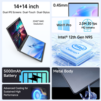 Ordinateur portable tablette 2-en-1 professionnel 14 pouces à double écran tactile, pliable à 360°, avec processeur Intel et double carte graphique dédiée en métal