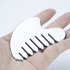 Masajeador de cabeza de acero inoxidable Gua Sha peine herramienta de elevación Facial <span class=keywords><strong>Metal</strong></span> Gua Sha masajeador de cuero cabelludo para terapia de cabeza acero Guasha - Product Image 2