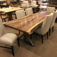 Meubles d'extérieur modernes de qualité supérieure, en forme naturelle, grand bord en noyer, table en bois, nouvelle collection