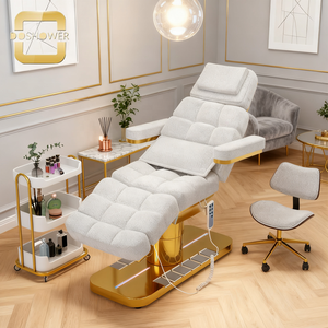 Elegante Camilla de Tratamiento de Belleza Blanca con Base Dorada, Conjunto Completo de Salón para Belleza Médica, Cama Facial para Centros de Bienestar de Lujo - Product Image 3