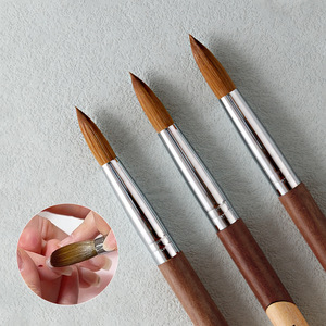 Pinceau à ongles en poils de Kolinsky pour acrylique, tailles 14, 16, 18, manche en bois, pinceau rond pour la décoration des ongles en acrylique - Product Image 1