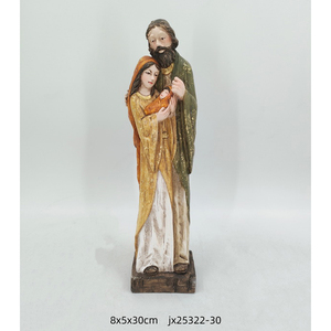 Figurine de Nativité en Résine Finition en Bois Personnalisée StatueJésus Mère Marie avec Bébé Statues de Scène de Nativité de Noël - Product Image 2