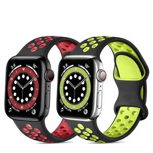 Cintura con foro sportivo a doppio colore in Silicone per <span class=keywords><strong>Apple</strong></span> <span class=keywords><strong>Watch</strong></span> serie 11 10 9 8 7 <span class=keywords><strong>6</strong></span> 5 bracciale 4 cinturino per IWatch 40mm 46mm - Product Image 2