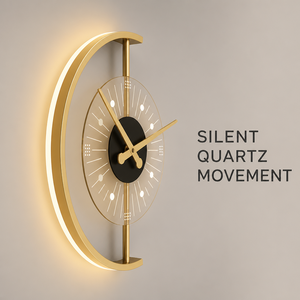Horloge murale décorative sans fil rechargeable, lampe murale en acrylique, cristal, cadre en métal doré, lumière ronde moderne de luxe créative - Product Image 2