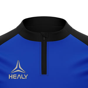 Ensemble de sport pour hommes bleu noir élégant, col rond, fermeture éclair, design personnalisé, survêtement d'entraînement d'équipe, taille élastique, tenue décontractée, imprimé - Product Image 4