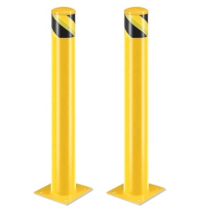 Poste de estacionamiento de seguridad de acero para tubería de capa de polvo amarillo con 4 pernos de anclaje para bolardo de barrera de seguridad de área sensible al tráfico - Product Image 3