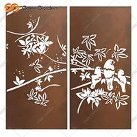 Paravents de jardin Art Déco en acier patiné - Panneaux Corten résistants aux intempéries découpés au laser, à découpe rotative, imperméables, pliables, installation facile