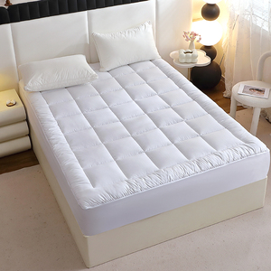 Protector de colchón acolchado, color blanco/gris oscuro, 100% poliéster, 360GSM, <span class=keywords><strong>con</strong></span> falda de cama de 43cm, 1 unidad - Product Image 1