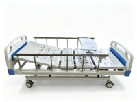 Lit d'hôpital manuel à 3 fonctions E-BC006, surface de lit en acier au carbone froid, barrière latérale pliable en aluminium, lit pour patient
