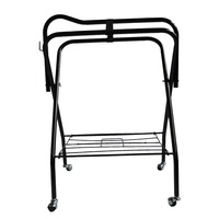 Porte-selle pliant portable intégré de luxe avec fond Web et roues rotatives