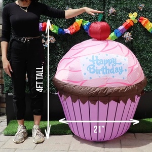 Gâteau d'anniversaire gonflable en PVC 122*53 CM pour les fêtes d'anniversaire des enfants en intérieur, en extérieur, à la maison, dans la cour, dans le jardin et sur la pelouse - Product Image 2
