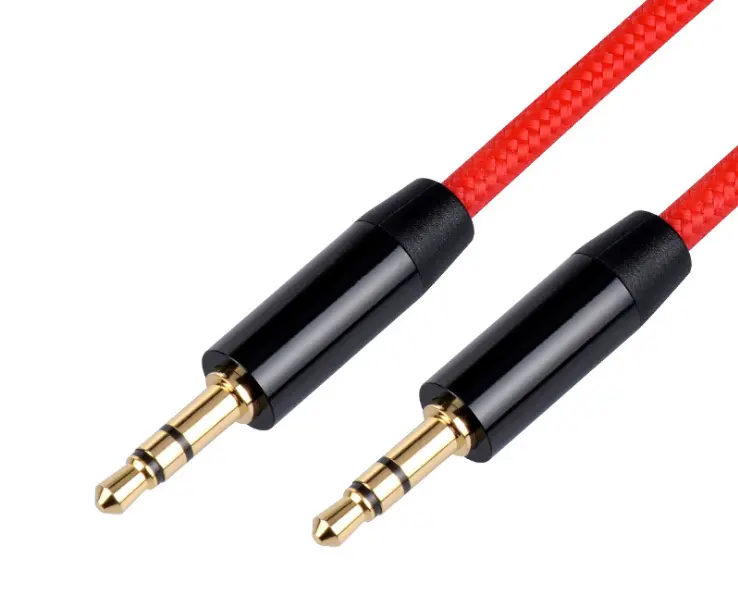 Câble Audio en Nylon tressé de 3.5mm, cordon AUX mâle à mâle, câble Audio stéréo de 3.5mm