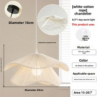 Lampe de salon de style bohème, lampe de chambre à coucher de style japonais, lampe vintage de style Wabi-Sabi, lustre tissé à la main pour maison d'hôtes