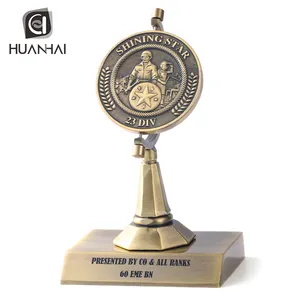 custom spin 3D coin logo metal trophy rack manufacturer trophies shield
