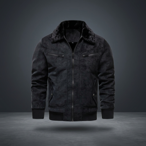Blouson Bomber en Peau de Mouton avec Bordure en Fourrure, Fermeture Éclair, Hiver, Respirant, Tissé, Veste Homme - Product Image 4