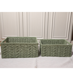 Petit panier à linge en bambou tissé à la main avec poignée en bois et corde circulaire en papier pour un <span class=keywords><strong>rangement</strong></span> efficace du papier - Product Image 2