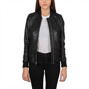 Black Genuine <b>Leather</b> <b>Jacket</b> Make Your Own Custom Design High Quality Women Bomber <b>Jacket</b> Manufacture - Product Image 1
