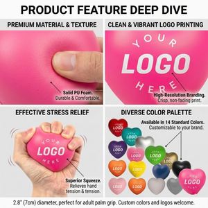 Custom logo Stress Relief Promotional <b>Gifts</b> PU Soft Foam Stress Relief Squeeze Toys Heart Stress Relief Balls - Product Image 3