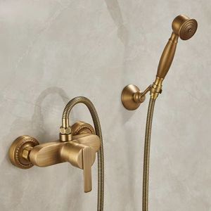Ensemble de <span class=keywords><strong>douche</strong></span> antique en laiton massif, style européen rétro, mitigeur de <span class=keywords><strong>douche</strong></span> à effet pluie apparent avec construction en laiton - Product Image 2