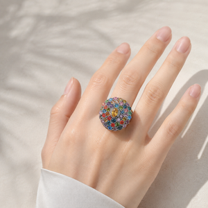 Anello Floreale Stellato per la Notte di Natale, Gioiello di Moda con Gemme Colorate per Donne - Product Image 2