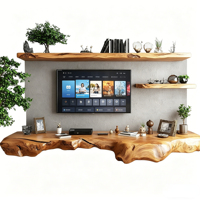 Mueble de TV Flotante con Acabado de Madera, Soporte de TV Minimalista Personalizado para Sala de Estar, Mueble Suspendido para Almacenamiento Multimedia