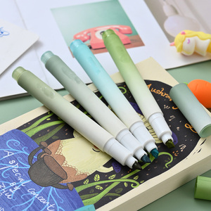 Gradient porte-stylo <span class=keywords><strong>feutre</strong></span> pointe oblique surligneur stylo marqueur de protection des yeux croisé journal fluorescence stylo ensemble - Product Image 5