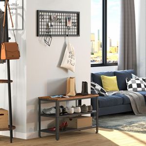 Zapatero con <span class=keywords><strong>perchero</strong></span> separado, Zapatero industrial, Zapatero de metal de 3 niveles con asiento para entrada, sala de estar, pasillo - Product Image 3