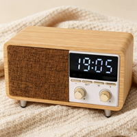 Radio vintage en bois, haut-parleur sans fil BT, lecteur MP3 avec carte TF, réveil, décoration d'intérieur, radio FM portable, radio Internet, écran LED