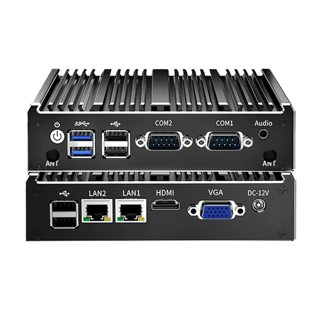 Industrial Fanless Mini PC DDR3 2 LAN 6 USB 2 COM WiFi 4G J1900 Linux/Windows New US/EU Plug Compatible 3-Year Warranty
